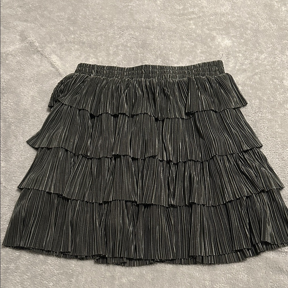 Elegant Black Ruffled Mini Skirt